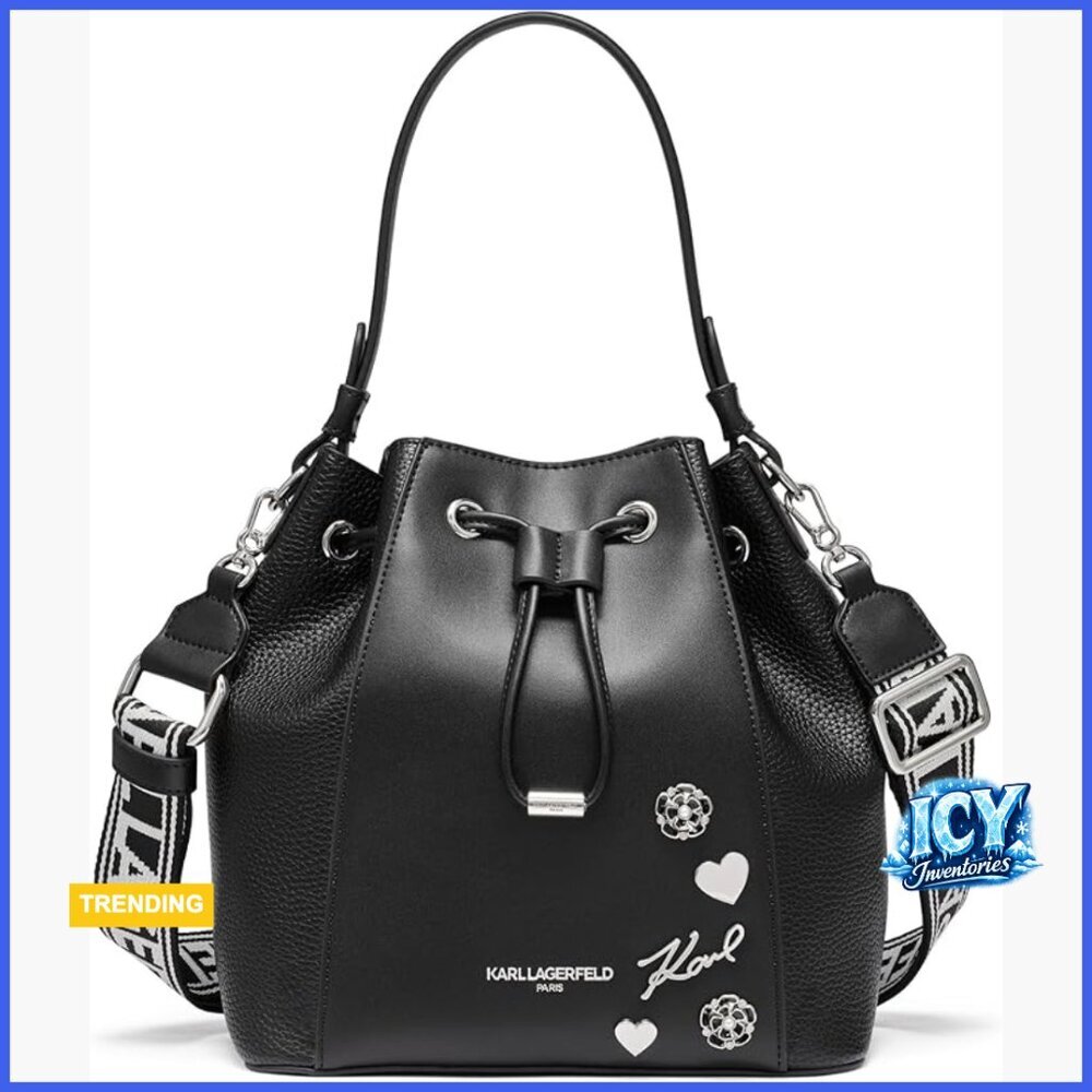 Non-Leather Bucket Shoulder Bag, Designer Statement Handbag, Travel Accessory